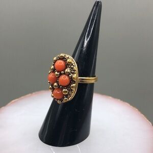 Vintage Sarah Coventry Calypso Costume Ring Faux Coral Dressy Statement Sz 5